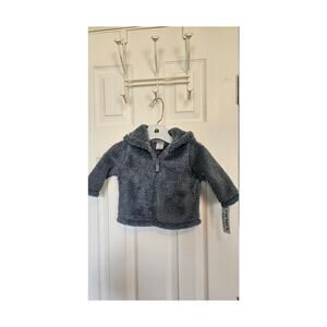 Carter Gray Fleece Jacket With Hood 3-6M